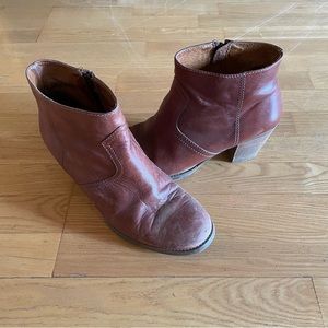 Brown leather boots